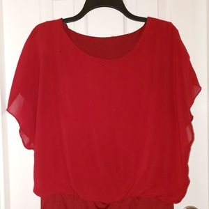 Charlotte Russe crimson/red CHIFFON top - size XL